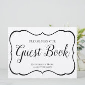Carte Panneau du livre d'hôtes mariage Silver Black (Debout devant)