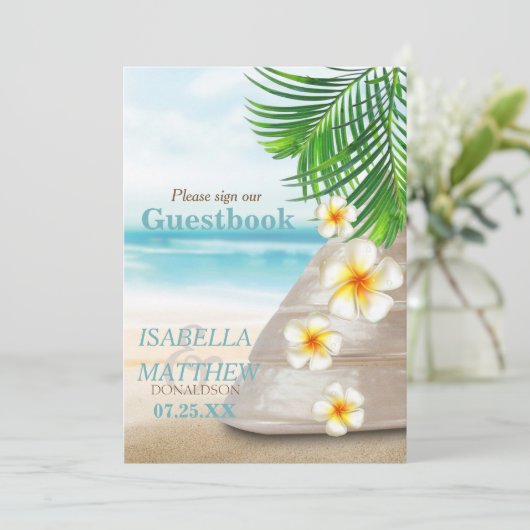 Carte Panneau du livre d'hôtes - Mariage sur la plage (Debout devant)