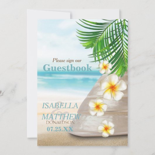 Carte Panneau du livre d'hôtes - Mariage sur la plage (Dos)