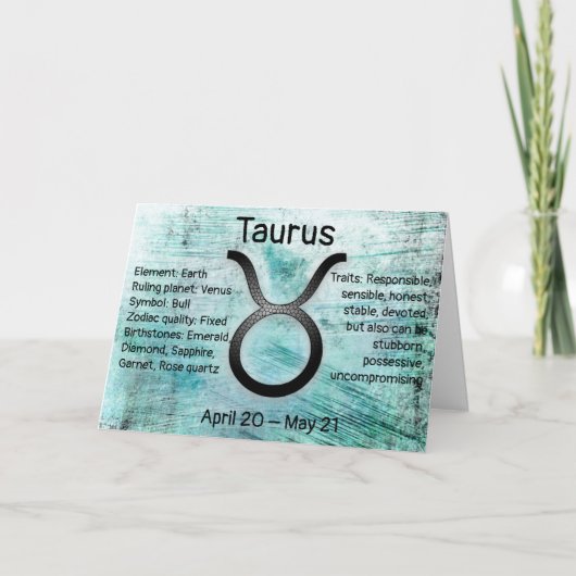 Carte Panneau Horoscope Taurus Bull Joyeux Anniversaire (Devant)