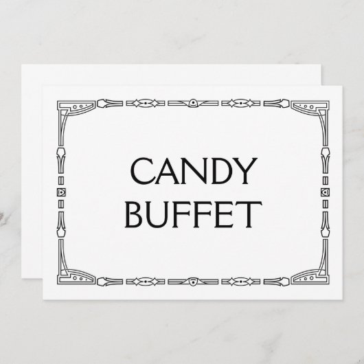 Carte Panneau Mariage Art Déco "Candy Buffet" (Devant / Derrière)