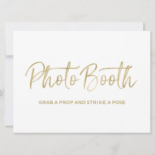 Carte Panneau mariage "Cabine photo" Or élégant