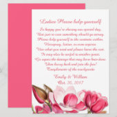 Carte Panneau Mariage Magnolias Ladys rose (Devant / Derrière)