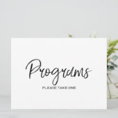 Carte Panneau Mariage "Programmes" avec lettres à la mai (Debout devant)