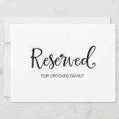 Carte Panneau Mariage "Réservé à la famille" | Calligrap (Devant)