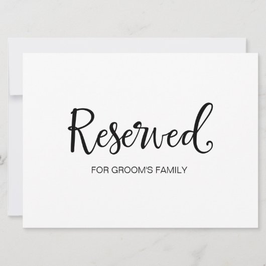 Carte Panneau Mariage "Réservé à la famille" | Calligrap (Devant)