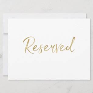 Carte Panneau Mariage "Réservé"   Or lettré élégant