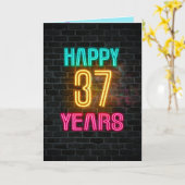 Carte Panneau néon en brique pour 37ème anniversaire (Fleur jaune)