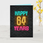 Carte Panneau néon en brique pour 64ème anniversaire (Fleur jaune)