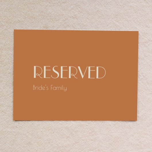 Carte Panneau réservé Boho Deco Automne Mariage