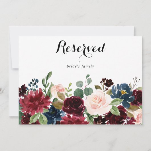 Carte Panneau réservé du Mariage de calligraphie rustiqu (Dos)