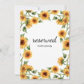 Carte Panneau réservé du Mariage de tournesol jaune mode (Devant)