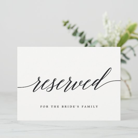 Carte Panneau Réservé - Écriture Moderne (Debout devant)