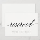 Carte Panneau Réservé - Écriture Moderne (Devant / Derrière)