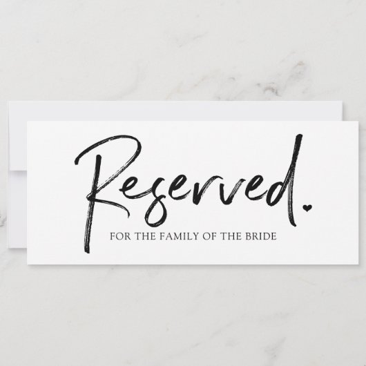 Carte Panneau réservé long mariage suspendu - Noir (Dos)