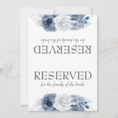 Carte Panneau réservé Mariage de fleurs bleues Dusty (Devant)