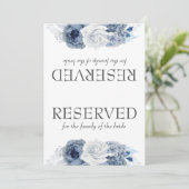Carte Panneau réservé Mariage de fleurs bleues Dusty (Debout devant)