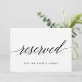 Carte Panneau réservé - Script moderne (Debout devant)