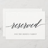 Carte Panneau réservé - Script moderne (Devant / Derrière)