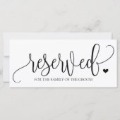 Carte Panneau Réservé Suspendu | Calligraphie Rustique ( (Dos)