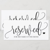 Carte Panneau Réservé Suspendu | Calligraphie Rustique ( (Devant / Derrière)