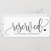 Carte Panneau Réservé Suspendu | Calligraphie Rustique ( (Devant)