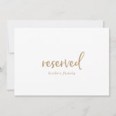 Carte Panneau Rustique Gold Script réservé (Devant)