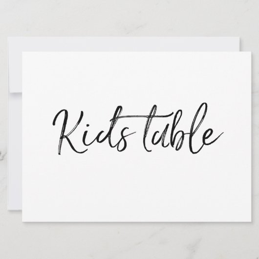 Carte Panneau "Table Enfants" | Style Lettré à la main (Devant)