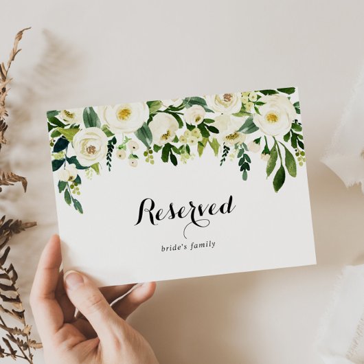 Carte Panneau vert Blanc Automne Floral Mariage Réservé