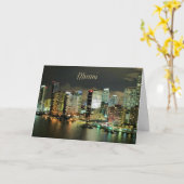 Carte Panorama de Miami la nuit (Fleur jaune)