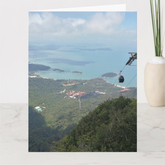 Carte Panorama d'une île tropicale avec téléphérique (Devant)