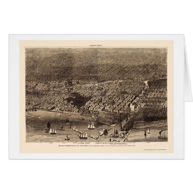 Carte panoramique de Chicago, IL - 1874 (Devant horizontal)