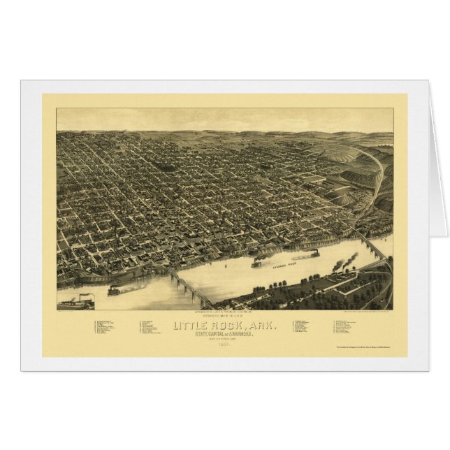 Carte panoramique de Little Rock, Arkansas - 1887 (Devant horizontal)