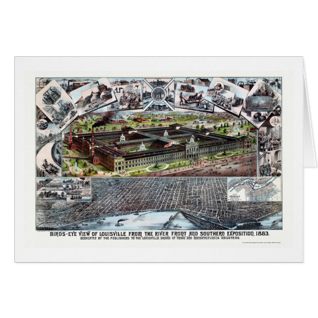 Carte panoramique de Louisville, KY - 1883 (Devant horizontal)