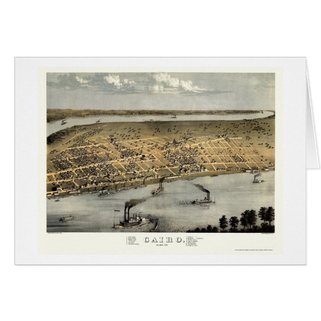 Carte panoramique du Caire, IL - 1867 (Devant horizontal)