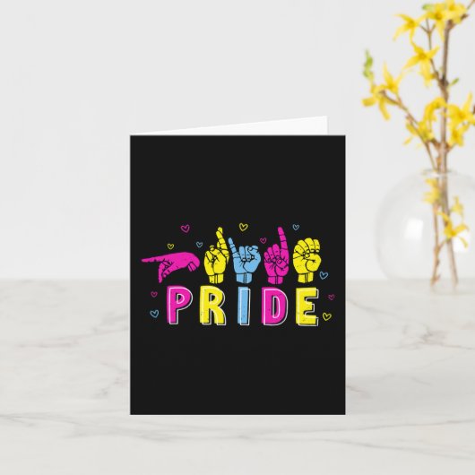 Carte Pansexual ASL Pride Pan Rainbow Sign Language sour (Fleur jaune)
