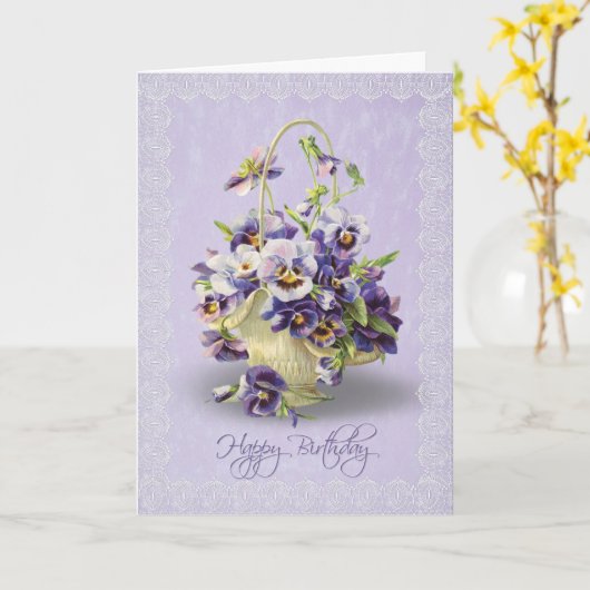 Carte Pansies d'anniversaire (Fleur jaune)