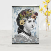 Carte Pansies d'une femme victorienne sur une tapisserie (Fleur jaune)