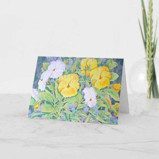 Carte Pansies jaunes et blanches Anniversaire (Devant)
