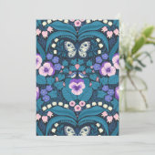 Carte Pansies, oiseaux et papillons (Debout devant)