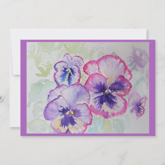 Carte Pansies parfaites rose Aquarelle violet Salut (Devant)