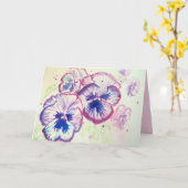 Carte Pansy Panies Purple Fleurs Florales Aquarelle (Fleur jaune)