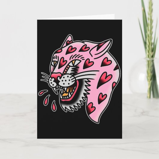 Carte Panther Pink X Heart Love Traditional Flash Premiu (Devant)