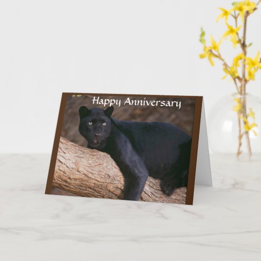 CARTE PANTHER SIMPLEMENT EN PANTALON POUR DIRE "HEUREUX  (Fleur jaune)