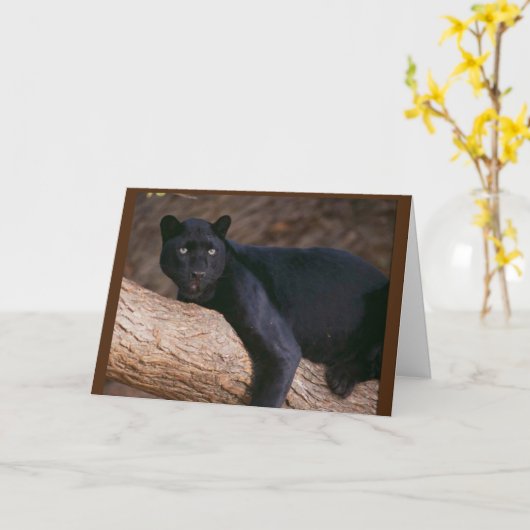 CARTE PANTHER SIMPLEMENT EN PANTING POUR DIRE "HEUREUX A (Fleur jaune)