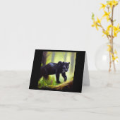 Carte Panthère noire (4) Chat sauvage (Fleur jaune)