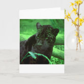 Carte Panthère noire Jaquar sur le vert (Fleur jaune)