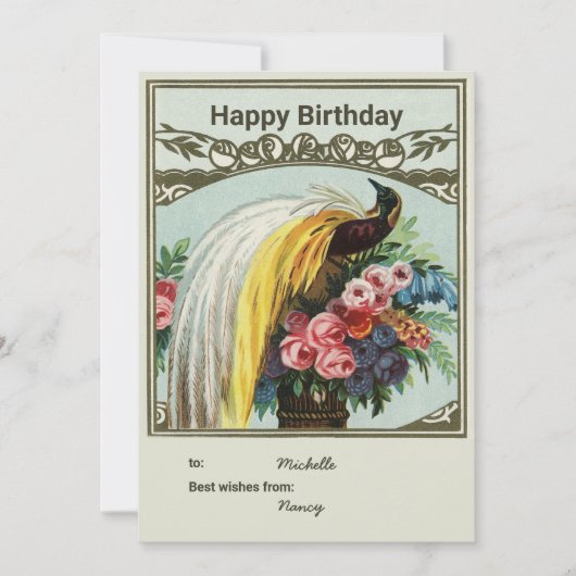 Carte paon d'anniversaire personnalisée (Devant)