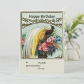 Carte paon d'anniversaire personnalisée (Debout devant)