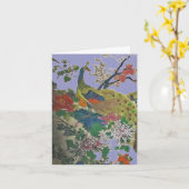 Carte Paon et pivoine (Fleur jaune)